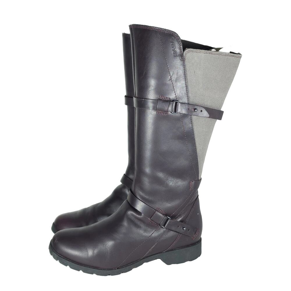 Teva De La Vina Women's US 8 Burgundy Leather Zip Waterproof Riding Boots